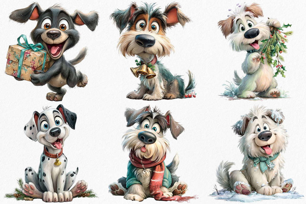 Christmas Dogs Clipart Bundle, an Illustration by Canvas Craft (Photo 4 of 7)