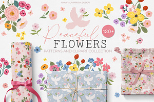 Peaceful Flower clipart & pattern