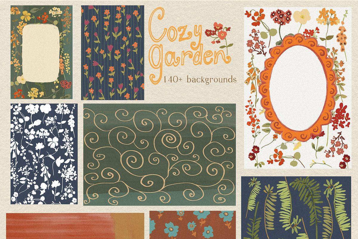 Fall Floral Backgrounds & Overlays, a Decorative Illustration by whiteheartdesign (Photo 11 of 19)