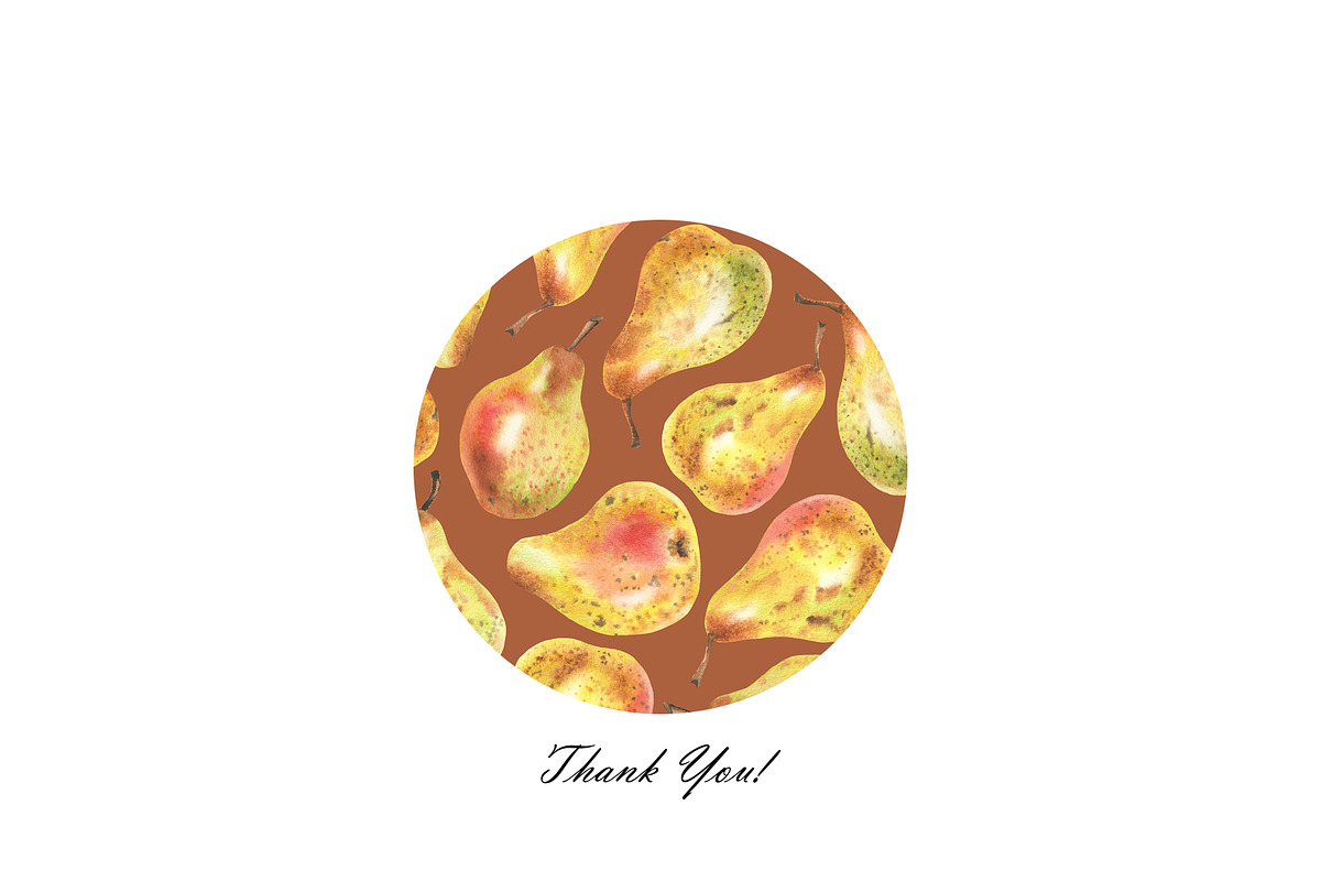 Watercolor Pear Seamless Patterns, a Food Illustration by OlDm_Shop (Photo 10 of 10)
