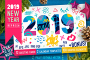 2019 New Year Christmas White Bundle, a Templates & Theme by Iraida_Bearlala (Thumbnail 1 of 7)