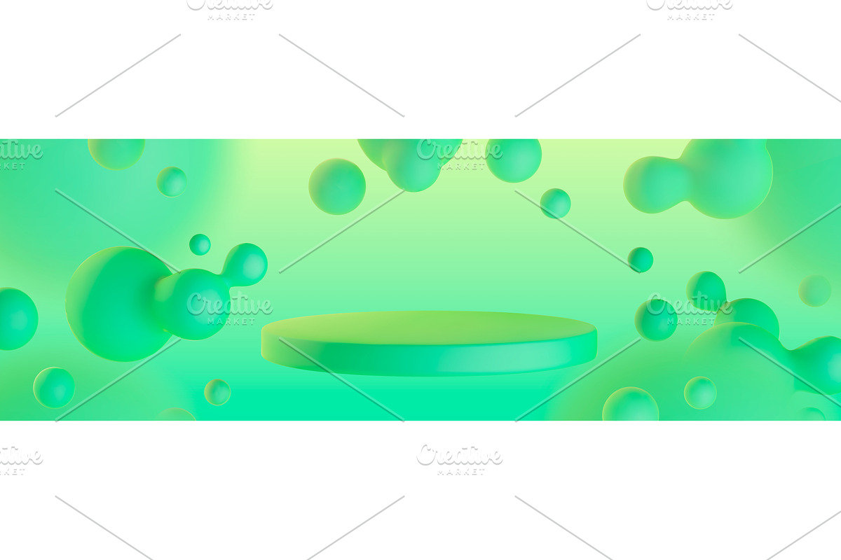 Round podium and liquid blobs on, an Illustration by art PVP - market