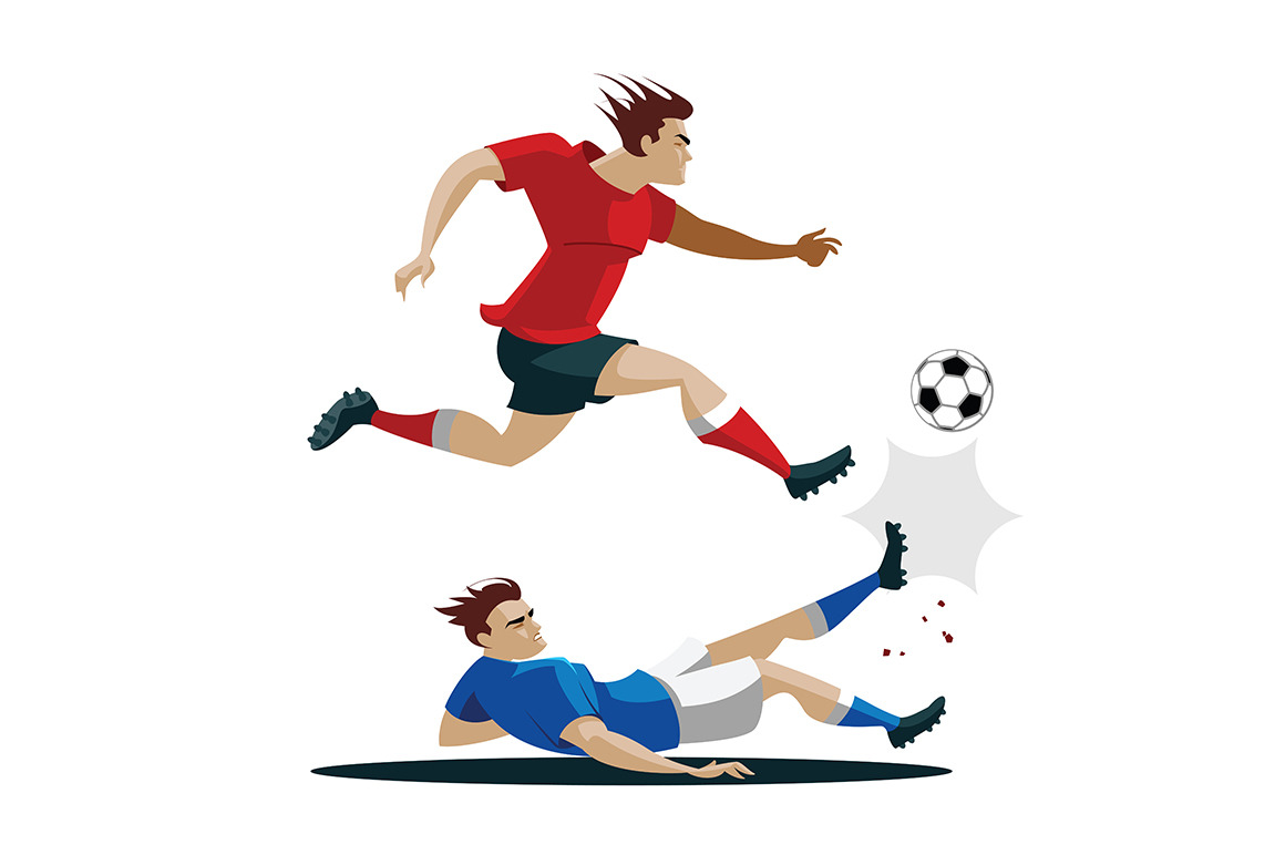 Two Soccer Player Kicking Ball by Gazometr  Creative Market
