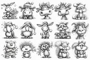 Whimsical Grumpy Christmas Clipart, an Illustration by Libby Wishes (Thumbnail 2 of 7)