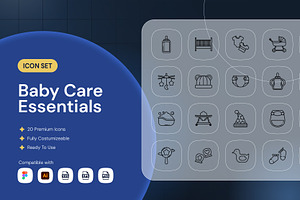 Baby Care Essentials Icon, an Outline Icon by Nathaya Studio