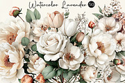 Watercolor Lavender & Ivory Floral, an Illustration by DreamCafeArt (Thumbnail 1 of 6)