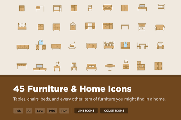 45 Furniture And Home Icons