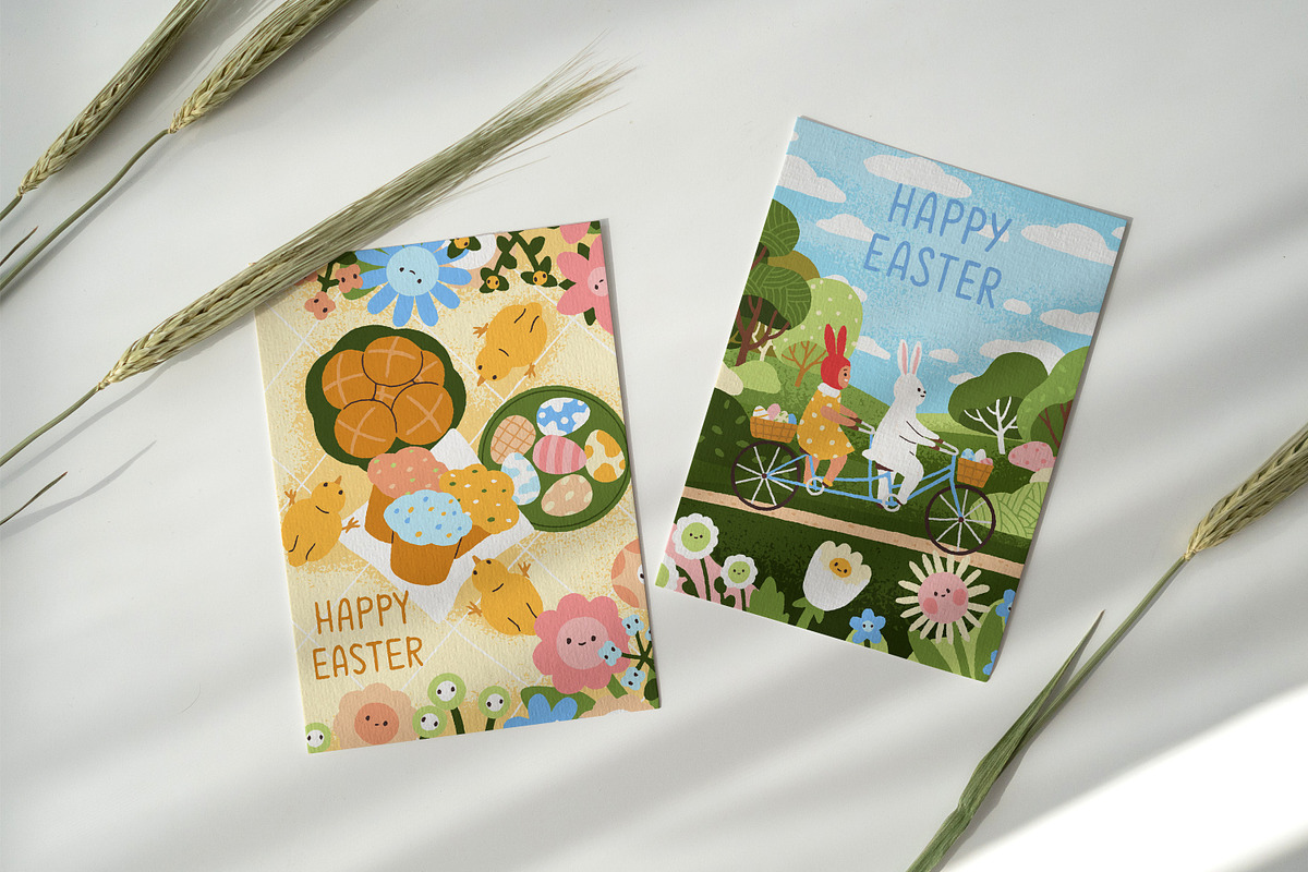 Cute Happy Easter card designs set, a Seasonal Illustration by Good Studio (Photo 4 of 5)
