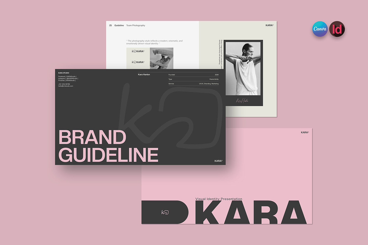 Kara Brand Guidelines | CANVA, a Presentation Template by Graphpexel (Photo 1 of 8)