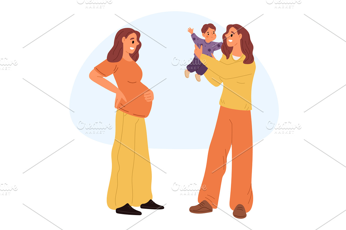 Young pregnant woman with large, a Person Illustration by Vectorbuum