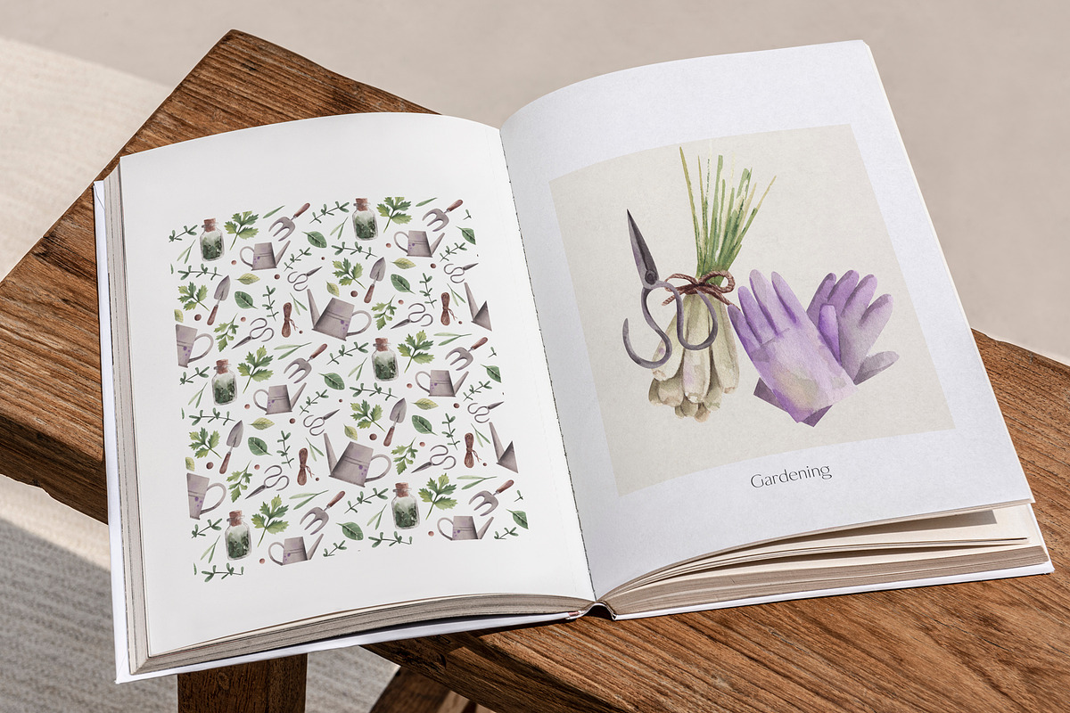 Watercolor Garden Herbs Clipart, a Food Illustration by YuliyaArtGarden (Photo 3 of 9)