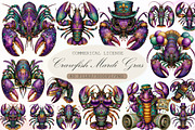 Crawfish Mardi Gras Watercolor Clipa, an Illustration by Sublimation Artist (Thumbnail 1 of 6)