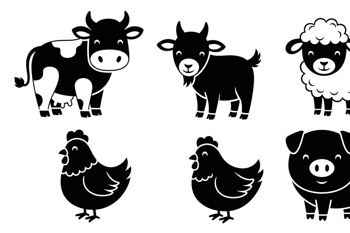 Cute Farm Animal Silhouette Bundle, an Illustration by hafijul (Photo 46 of 51)