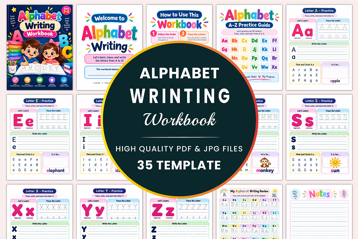 Alphabet Writing Workbook, a Stationery Template by Shumaya (Photo 1 of 5)