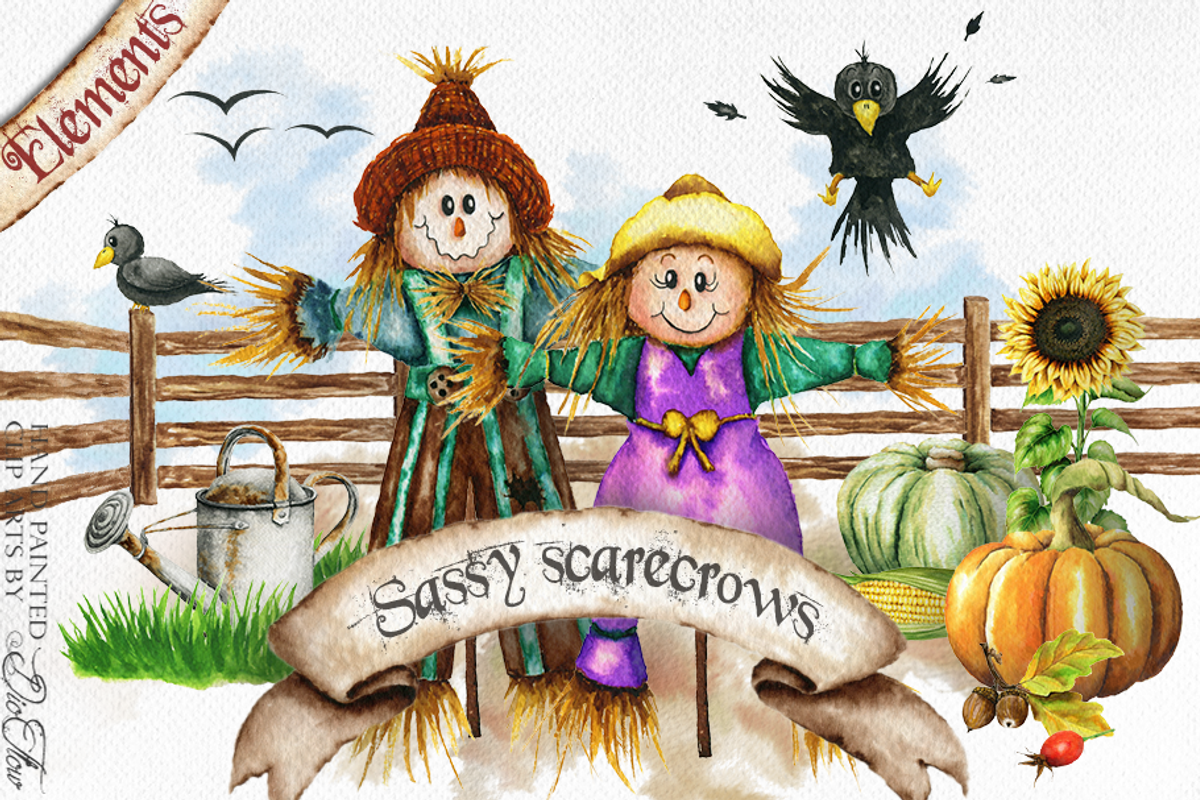 Scarecrow Watercolor Illustration, a Decorative Illustration by DioFlow (Photo 1 of 6)