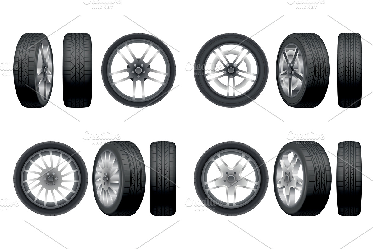 Car tires of rubber with disks, an Object Illustration by Things for designers