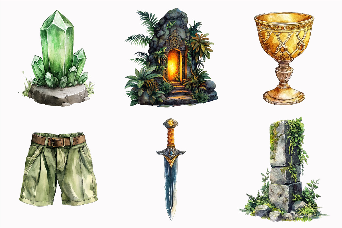 Watercolor Jungle Mystery Clipart, an Illustration by Design Market (Photo 5 of 5)