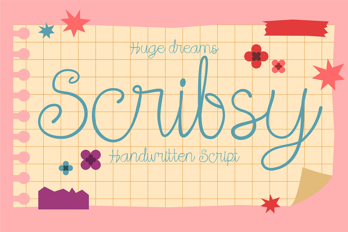 Scribsy – Handwritten Script Font, a Handwritten Font by Huge Dream Studio (Photo 1 of 8)