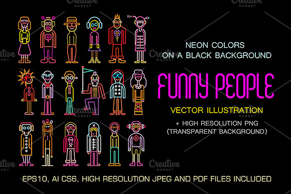Neon People Icon Set