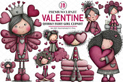 Quirky Valentine Fairy Girl Clipart, an Illustration by cherrydesign (Thumbnail 1 of 4)