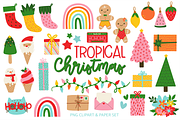 Tropical Christmas Clipart Paper Set, a Seasonal Illustration by Studio Hello Joy (Thumbnail 1 of 3)