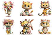 Whimsical Easter Cats Clipart, an Illustration by CraftArtStudio (Thumbnail 4 of 6)