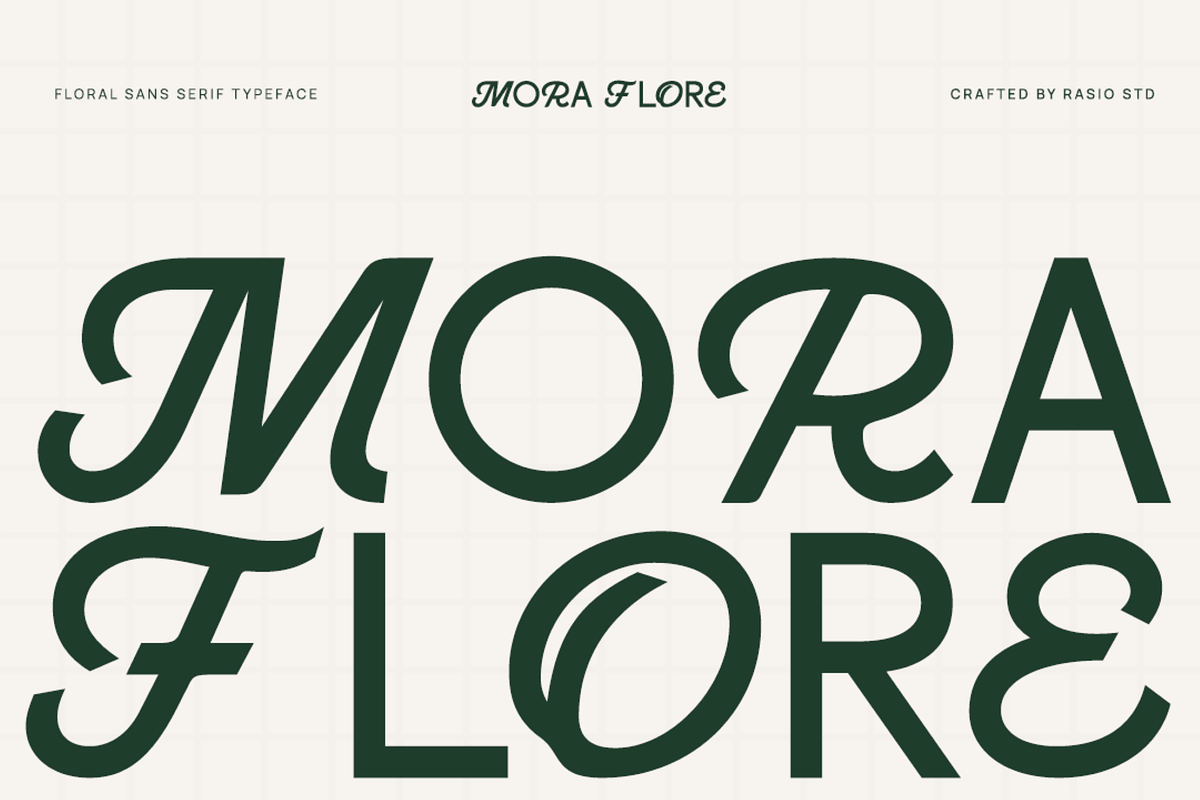 Mora Flore Floral Sans Serif Font, a Sans Serif Font by Rasio Studio (Photo 1 of 10)