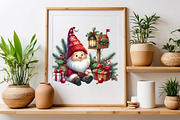 Christmas Gnomes Watercolor Clipart, a Seasonal Illustration by Craft Nest (Thumbnail 4 of 5)