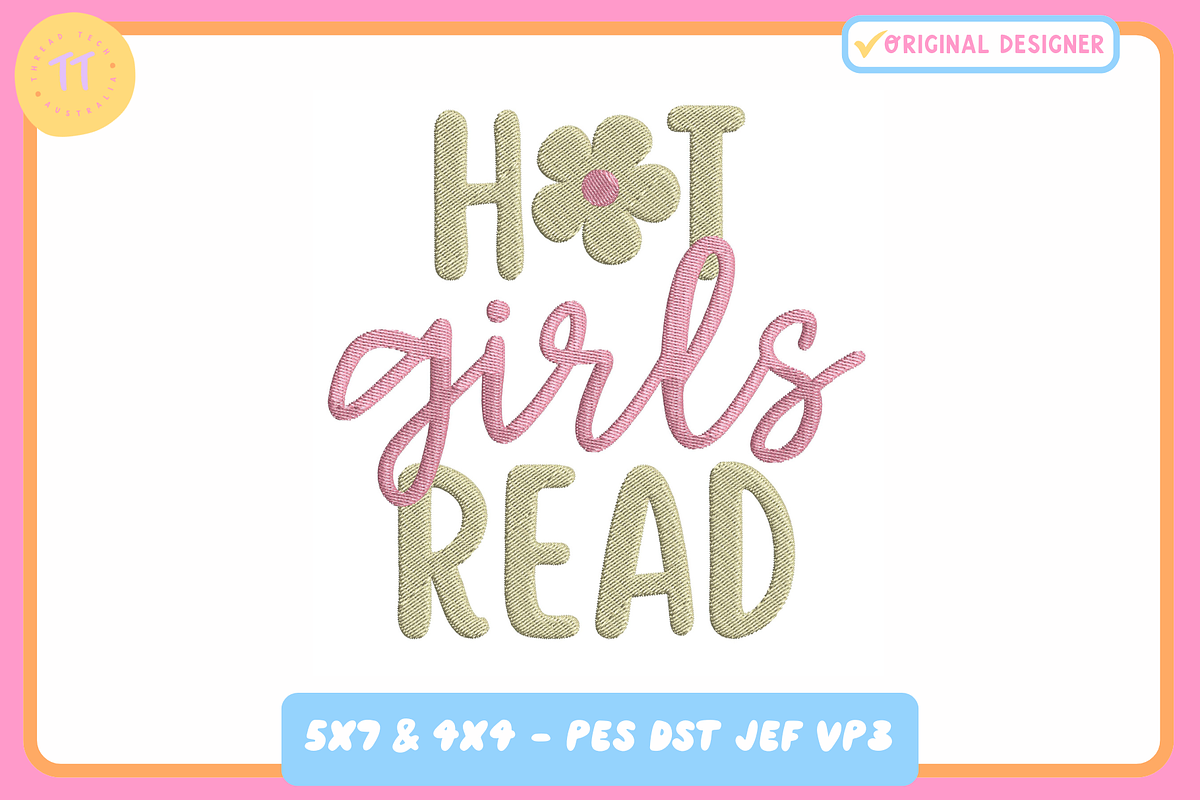 Hot Girls Read - Embroidery File, a Pattern Graphic by Thread Tech Aus (Photo 1 of 4)
