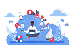 Business multitasking productivity, a Person Illustration by Lemberg Vector