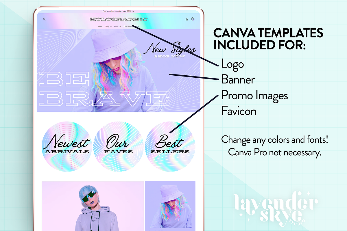 Holographic Shopify Theme, a Shopify Template by Lavender Skye Studio (Photo 2 of 3)