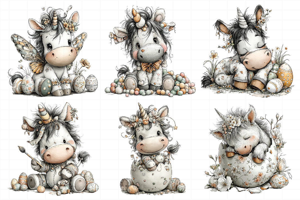 Whimsical Easter Cute Unicorn Clipar, an Illustration by Daily.Designs (Photo 6 of 8)