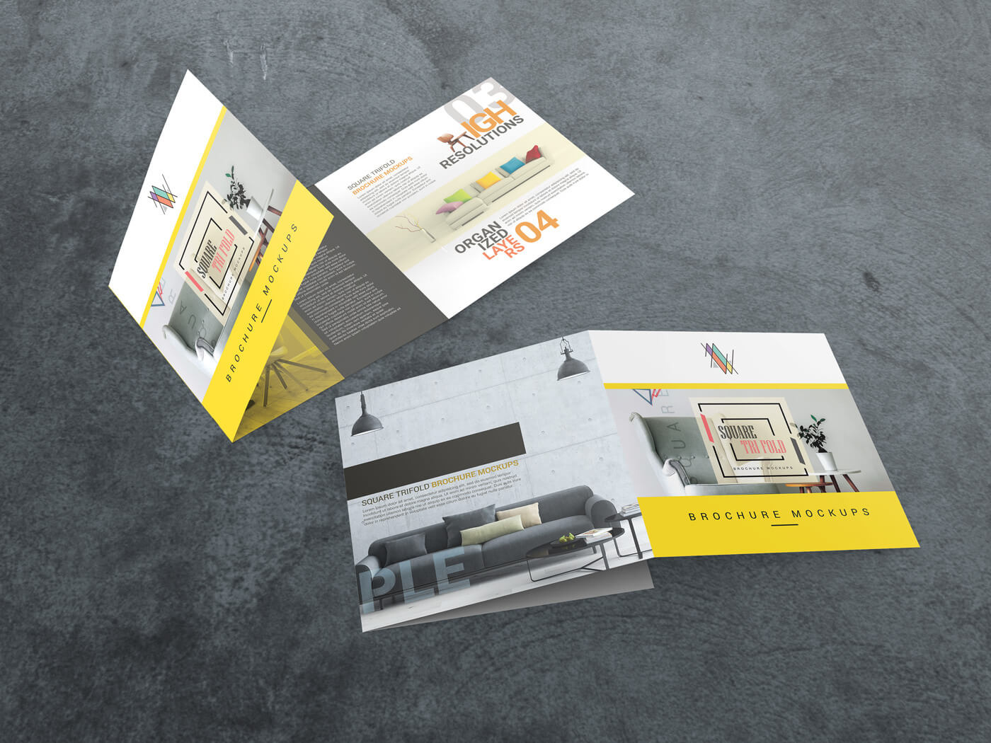 Square Trifold Brochure Mockups, a Mockup by Vectogravic Design