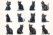 Black Cat Sitting Clipart, an Illustration by CrexoraLab (Thumbnail 3 of 5)