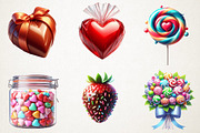 Chocolate & Candy Valentine Clipart, an Illustration by RobertsArt (Thumbnail 2 of 6)