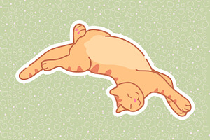 Sleeping Red Tabby Cat Stickers