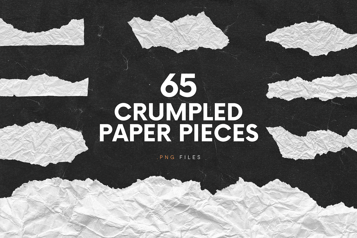65 Crumpled Ripped Paper Pieces, a Texture Graphic by Ksuview (Photo 1 of 14)
