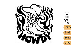 Cowboy Boots And Hat Svg Cut File