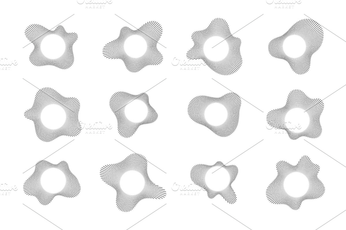 Dotted circular sound wave set with, an Object Illustration by YuliiaOsadcha