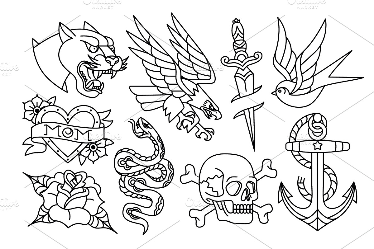 Old School Tattoo Vector Pack, an Animal Illustration by Andres M Rodriguez (Photo 8 of 8)