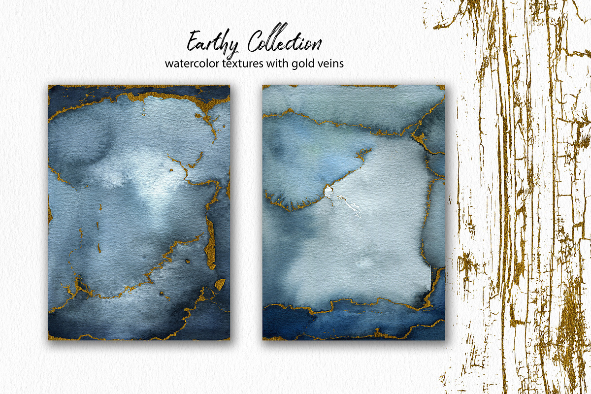 Earthy Watercolor with Gold Veins, a Texture Graphic by Marmoris.Arts (Photo 4 of 13)