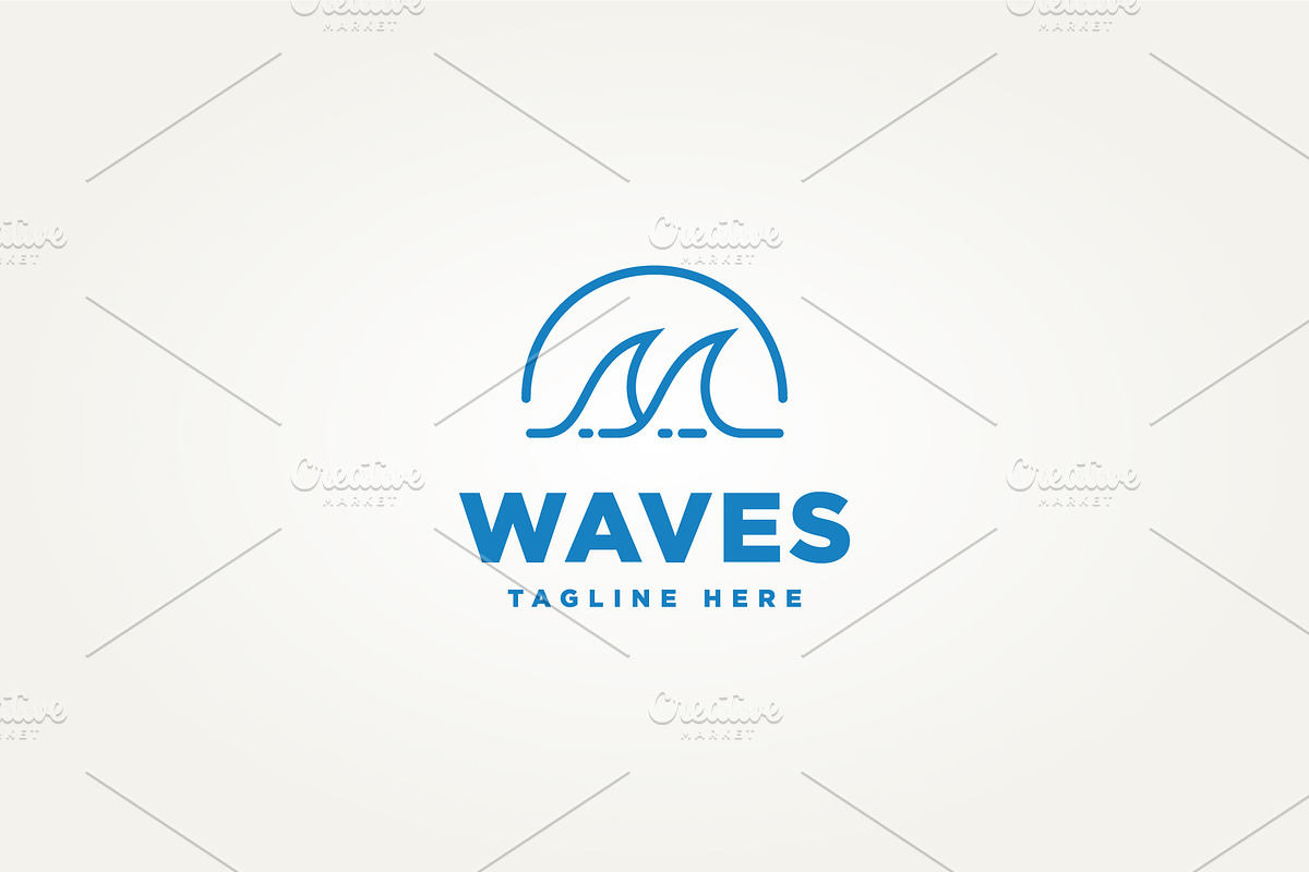 sea wave minimalist line art logo, a Branding & Logo Template by Blazybone