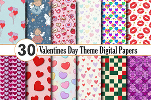 Valentine’s Day Theme Digital Papers, a Pattern Graphic by Canvas Craft