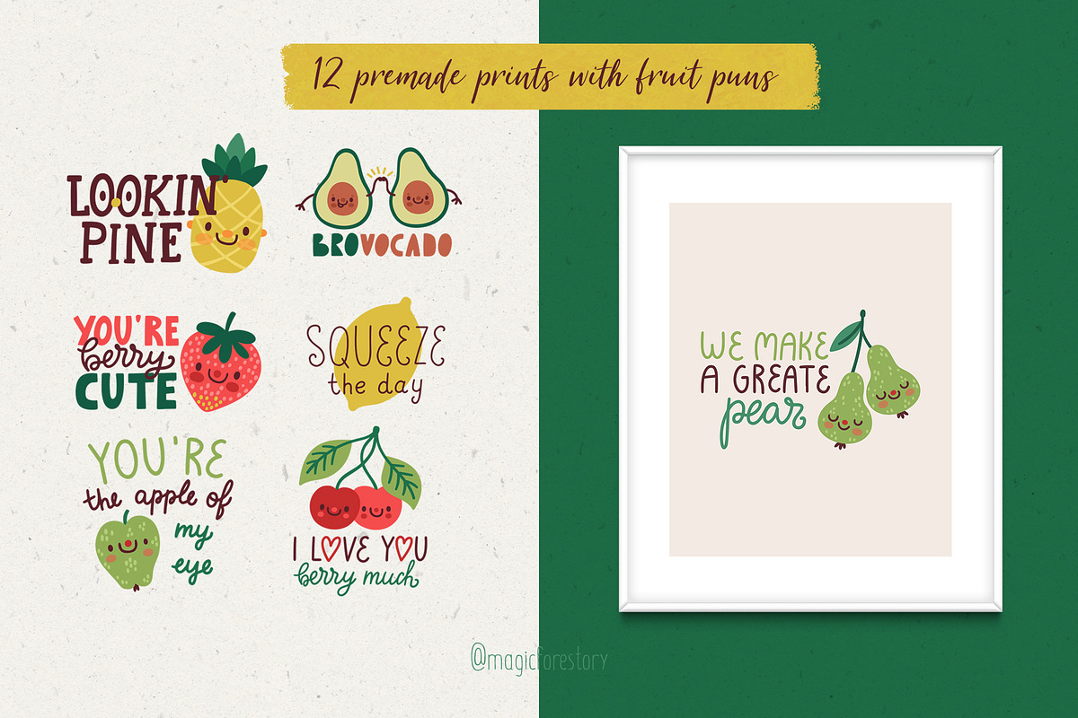 Friut party. Graphic collection, a Decorative Illustration by MagicForestory (Photo 7 of 9)