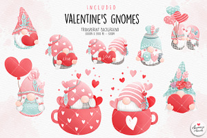 Boho Valentines Gnome Clipart