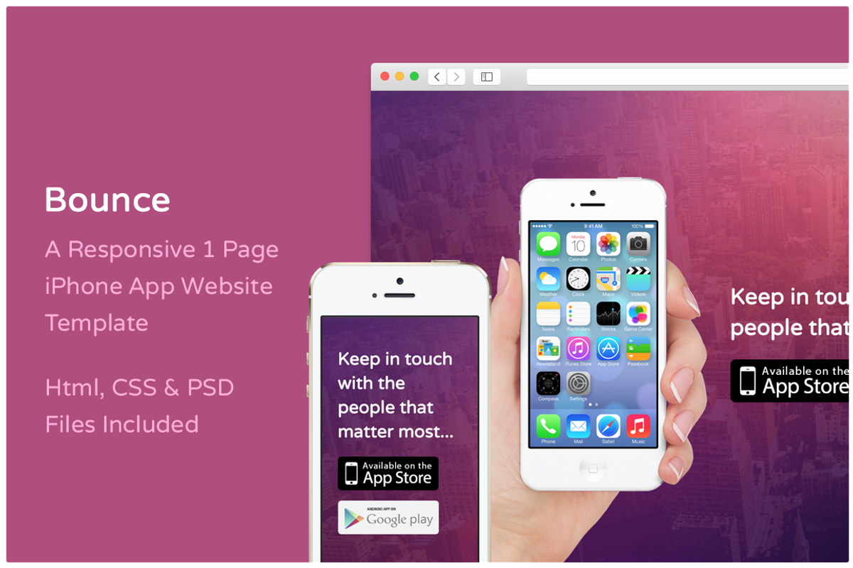 Bounce iPhone App Website Template, an App Template by Jamie Peak