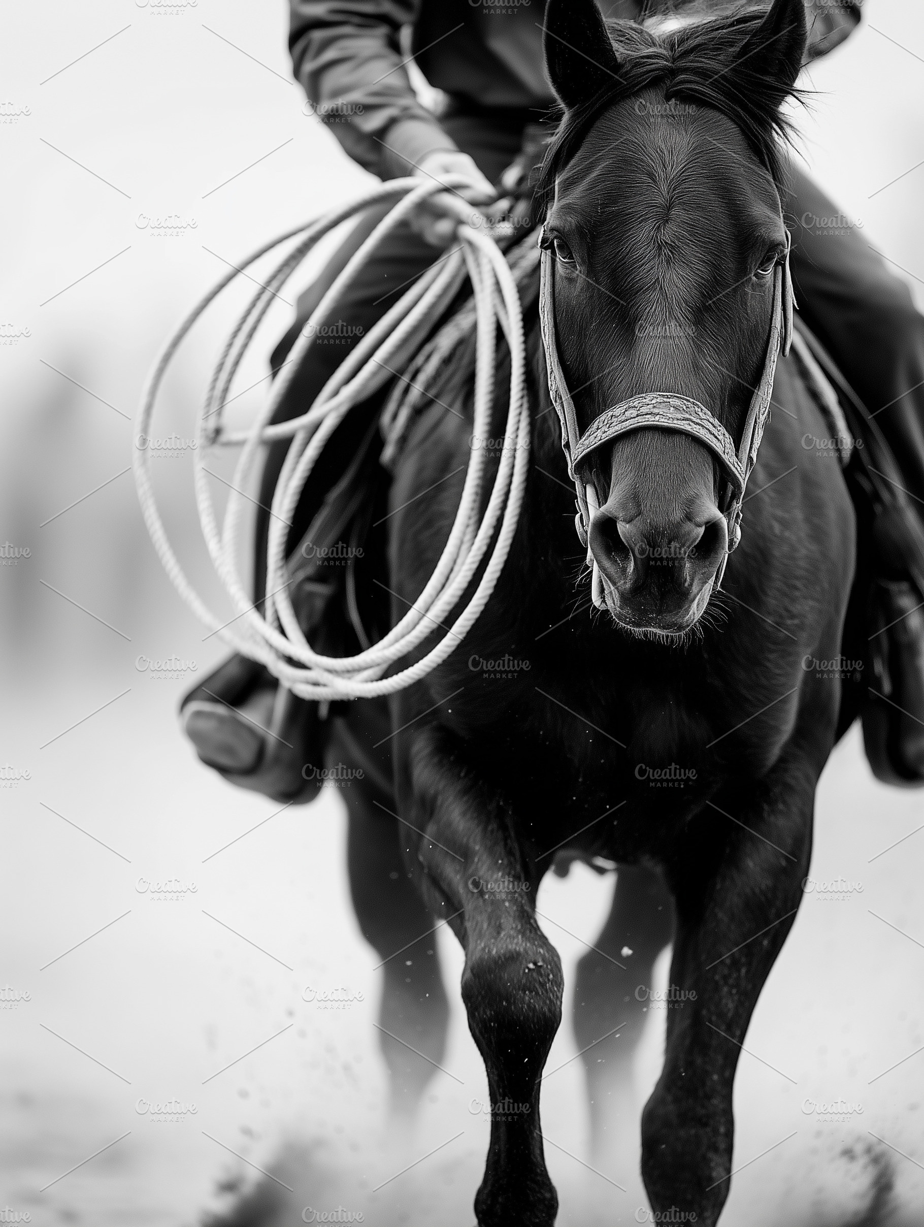 Close up shot of a cowboy on horse, an Animal Photo by MistyDay