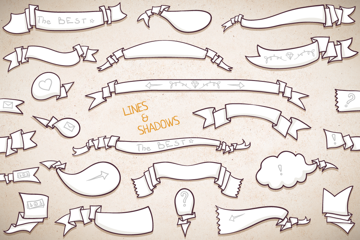 Set of ribbons banners preview 2