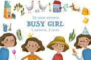 Busy girl - Raster illustrations set, an Animal Illustration by Mockup Up! (Thumbnail 1 of 6)