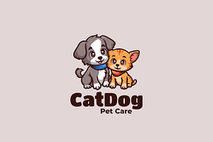 Cat And Dog Cartoon Logo